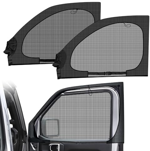 Pack of 2 Magnetic Side Window Mosquito Net Insect Screen Suitable for VW T4 T5 T6 for Car Front Doors, Breathable, Ideal for Outdoor Camping & Travel