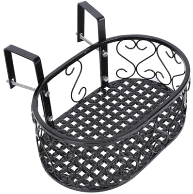 ibasenice Ironwork Hanging Flowerpot Stand Rustproof Decorative Plant Shelf for Balcony Indoor Use for Railing and Spaces