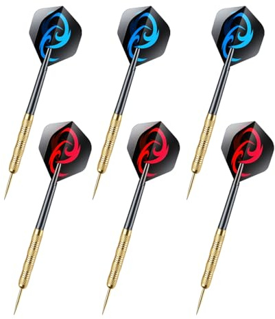 Arcjunys Dartpfeile mit Metallspitze 6 Stück Profi Steeldarts 14g Steel Darts Dart Pfeile Dart Set Profi Dartpfeile Set für Anfänger Und Hobbyisten