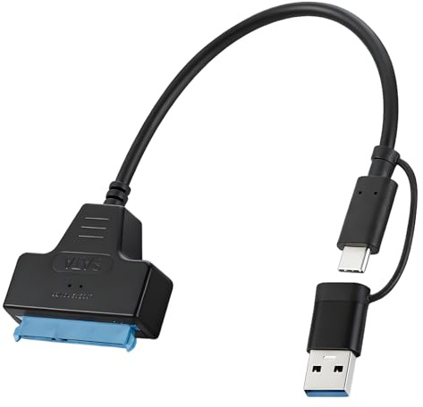 Leloco SATA USB Adapter, 2-in-1 USB C/A Festplatten Adapter 2,5 | 5 Gbps USB SATA Adapter für 2,5 Zoll SSD/HDD. Plug & Play, kein Treiber nötig. Nicht für 3,5 Festplatten geeignet.