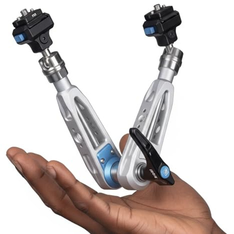 DF DIGITALFOTO 11 Magic Arm with F22 Quick Release, Elegant Strength Magic Arm with 1/4 3/8 Thread Screw 360° Ball Heads for Monitor,Flash,Light,Camera Cage,Max Load Capacity 5kg (Glacier Silver)