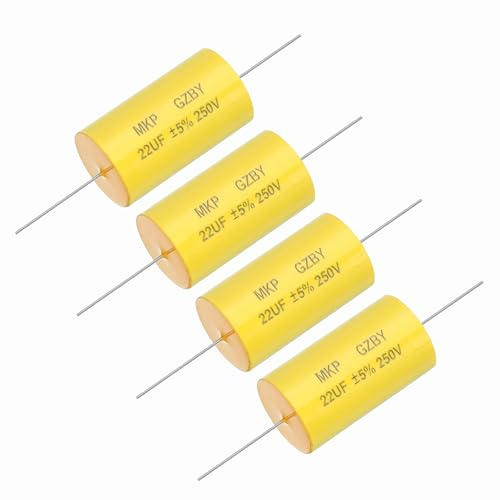 QUARKZMAN 4 Stück 22uf Frequenzweichen Kondensator MKP Folien Kondensator | 250V, Axialer Audio Lautsprecher Crossover