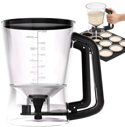 Zunishaone Distributore Di Impasto Per Pancake - Contenitore Da 1L A Forma Di Imbuto - Dispensatore per Impasto per Cottura con Supporto | Per Cucina Salsa Sciroppo Olio Condimento Crema per Insalata