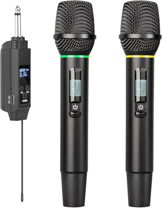 SUNGOOYUE Système de Microphone sans Fil UHF Micro Portatif avec Récepteur Rechargeable Portée de 164 Pieds Utilisation 5H pour Le Chant Vocal de Fête de Mariage de karaoké à la Maison (1 récepteur