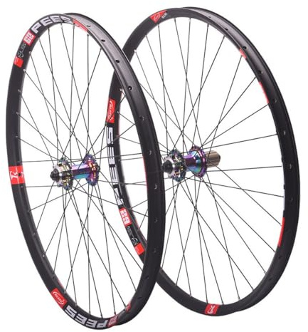 Hjulset For Mountainbike Med Skivbroms 26/27,5/29'' Aluminiumlegering, MTB Fälg 32H Framhjul Och Bakhjul Snabbkoppling 9x100/10x135mm, For 7-12s HG Kassett, Färgglad(26'')
