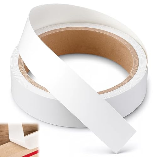 Girihe Striscia autoadesiva per bordi, nastro bianco, 20 mm x 10 m, nastro adesivo per bordi del piano di lavoro, nastro di finitura preverniciato per riparazioni di mobili fai da te e progetti