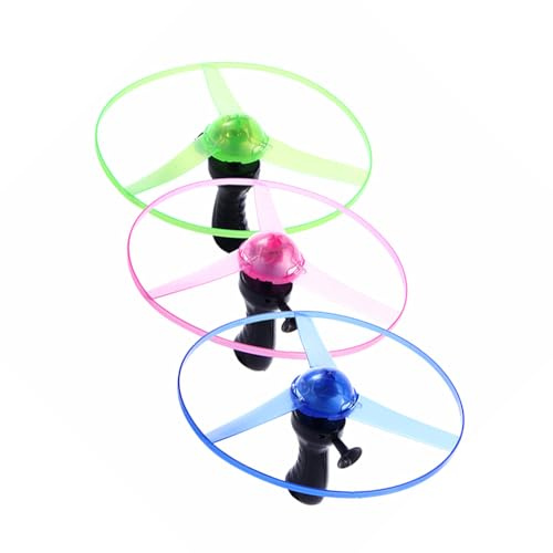AMSLSIU Soucoupe Volante alignée, Jouet Lumineux pour Enfants, Soucoupe Volante étincelante, hélice d'extérieur pour Enfants, Lot de 3