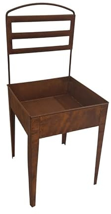Bornhöft Pflanzstuhl Edelrost Metall – Gartenstuhl Pflanzkübel Vintage Rostoptik – Gartendeko für Blumen & Kräuter – 70 x 30 x 30 cm – Wetterfest & Handgefertigt