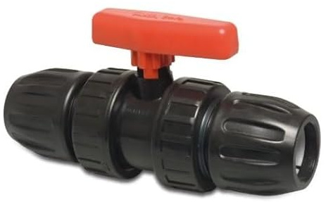 PP Kugelhahn Mega Safe, 2 x Klemmverbindung für PE Rohr. d 25 mm