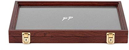 Two Timbers Large Display Case with Cherry Finish Handmade Wood Box with Glass Top, Arrowheads, Knives, Rocks, Pins, Collectibles, Collections, Medals, Military Coins 4h, Memory Box Keepsakes