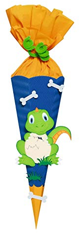 Ursus 9860004 - Schultüte Bastelset Mini, Dino, sechseckig, Höhe ca. 41 cm, Duchmesser ca. 15 cm, inklusive Bastelanleitung und Vorlagebogen, zum Selbstbasteln, ideal für die Einschuluung