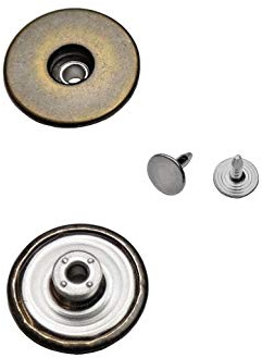 Jeansknöpfe Metallknopfe mit beweglichem Sockel ★ Rostfrei ★ in 14mm, 17mm und 20mm zur Auswahl (10 Stk. mit Nieten, 17mm Antik)