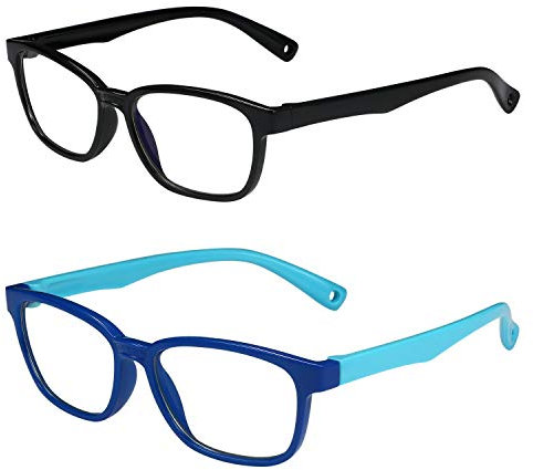 Aroncent 2PCS Kinder Brille Anti Blaulicht Blaulichtfilter Gläser Blaulichtbrille Brillengestell für Jungen Mädchen