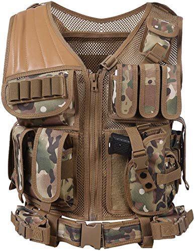 N / A Militärische taktische Weste für Herren, verstellbare taktische Weste der Elite-Serie, Camping im Freien, Jagd, Angeln, Angeln, Wandern, Airsoft-Kriegsspiel