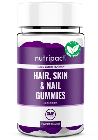 Hair, Skin & Nail Beauty Gummies - Biotin, Zinc, Vitamin D3, Selenium, Vitamin C - 60 Vegetarian Berry Chewable Vitamins - Multivitamins & Minerals Supplement - Gluten, Dairy, Soy & GMO Free