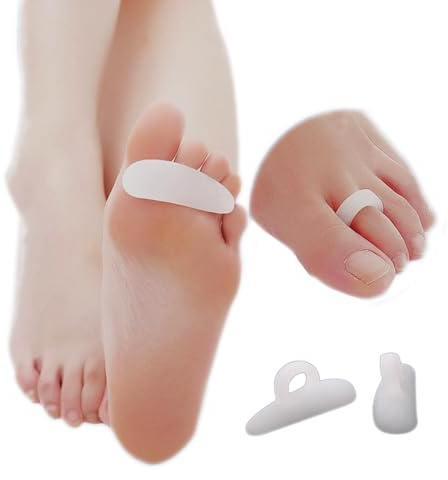 Bargain Wells 1 Pair of Silicone Hammer Toe Correctors – Single Loop Gel Straighteners for Claw & Bent Toes (2 Correctors, White)