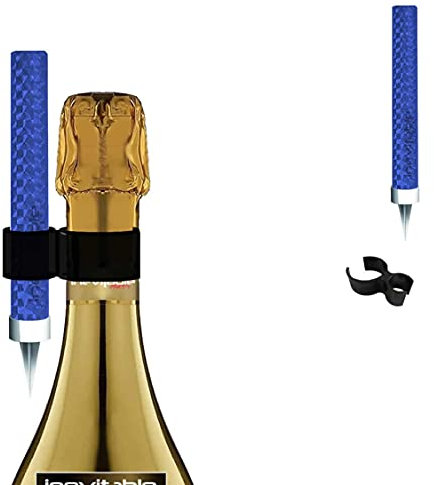 Inevitable Party Flaming Ice Fountain with Bottle Clip for Prosecco and Champagne Bottles (Blue x 1)