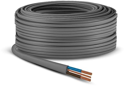 Primes DIY Câble de prise électrique 6 mm double et terre plat en PVC gris 6242Y Fil électrique approuvé BASEC (4 mètres)