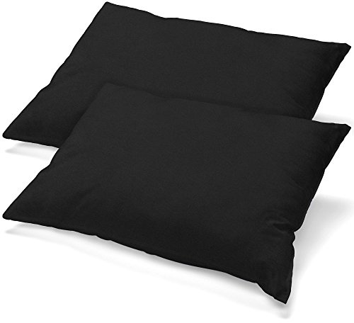 aqua-textil Classic Line Baumwoll Kissenbezug 2er-Set 50x75 schwarz e Kissen Bezug Reißverschluss Jersey Kissenhülle