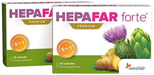 Mariendistel Artischocke Löwenzahn Komplex - Leber - Vitamin E, Phospholipide - Innovative Patentierte Formel mit Hoher Bioverfügbarkeit - 60 Kapseln Hochdosiert - Hepafar Forte Premium Sensilab