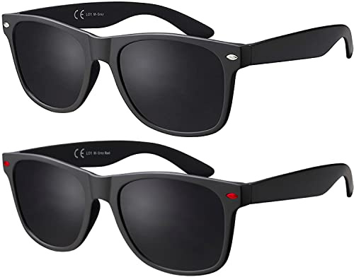 La Optica B.L.M. Herren Sonnenbrille UV400 CAT 3 Damen Unisex Outdoor Retro Sunglasses Men Party Festival Set Sport Matt Schwarz (Gläser: Grau)