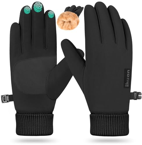 ihuan Winter Waterproof Gloves Cold Weather - Snow Ski Windproof for Men Women, Warm Touchscreen Thermal for Running Cycling