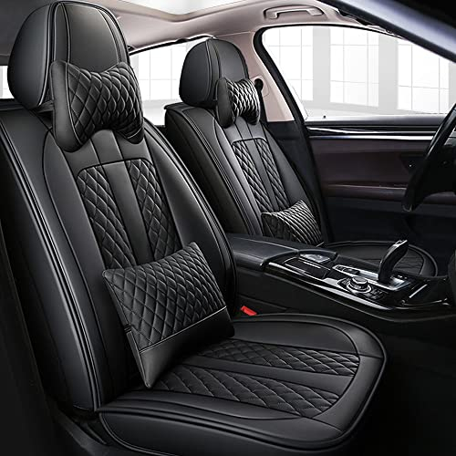 Tuqiang Autositzbezüge Für Audi A4 B5 E8 B8 Cabrio Avant Wagon Sedan 1996-2019 Luxus 5 Sitze PU-Leder sitzbezüge,Schwarz