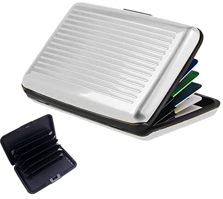 JeoPoom Kreditkartenetui aus Aluminium, Visitenkarten Etuis, Visitenkartenhülle für Aufbewahrung von Visitenkarten, Kreditkarten, für Damen und Herren(Silber)