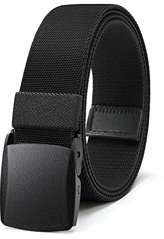 Bon4Extrao Straffes Elastischer Gürtel Herren für Arbeits, Stretchgürtel Herren 38mm für Wandern Reise Arbeitshose mit Leicht Taktische Metallfrei-Schnalle, Stufenlos Verstellbar, Schwarz
