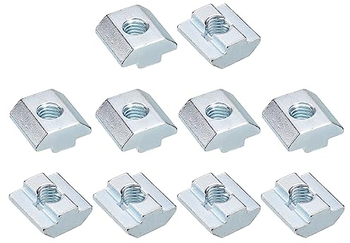 uxcell T Nuts, 30pcs - Nickel Plated Carbon Steel T Slot Bolts, 4040 Series M8 Hammer Head Fastener, Sliding T Nuts for Aluminum Extrusion Profile (Silver)