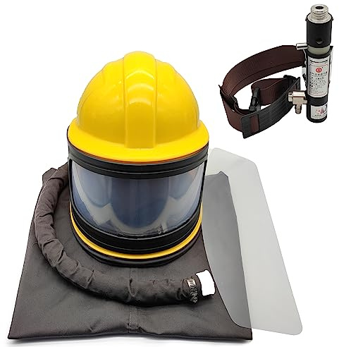 Sandblaster Helmet Safe Air Feed Sand Blast Helmet Shoulder Protective Sand Blast Hood Protector Sandblasting Thermostat 5 Pieces Outer Lenses (Yellow)