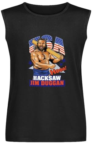 Hacksaw Jim Duggan USA Classic Retro Wrestling Men's Vests Tank Tops O-Neck 100% Cotton Undershirts Unisex Sleeveless Shirt L Black