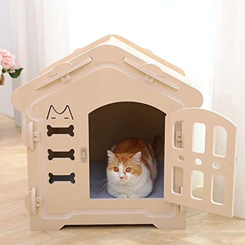Hundehütte aus Kunststoff für den Innenbereich, kleine und mittelgroße Haustierhütte, Innen- und Außenmöbelhaus, geeignet für Balkon, Schlafzimmer (60 * 60 * 60cm)