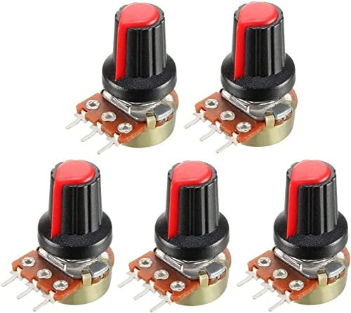 JCAKES Schalter Encoder 5pcs/Lot Carbonfilm Potentiometer WH148 15 mm 3 Pin + Red Rotary Switch Knobs Cap Kit B1K 2K 5K 10k 20k 50k 100k 250k 500k 1m (Size : 50K Ohm)