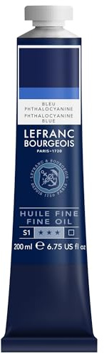 Lefranc Bourgeois - Pintura al óleo fina de calidad, resistente a la luz y de consistencia uniforme, tubo de 200 ml, ideal para lienzos y tableros de pintura, Azul Ftalo