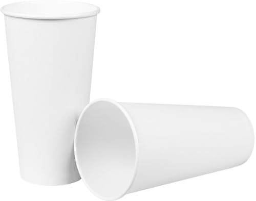 Heku Lot de 50 gobelets en carton, blancs, 0,5 l, env. 340 g/m², avec revêtement en polyéthylène, gobelets jetables