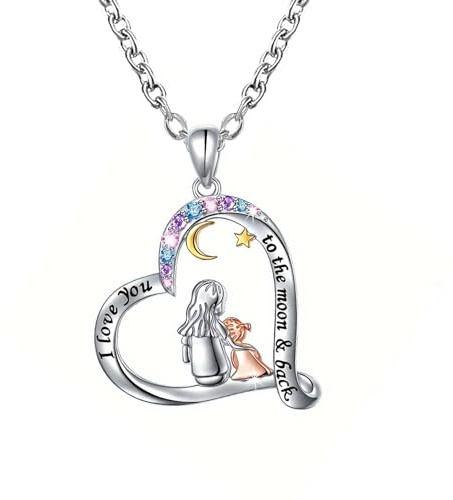 liameya Mutter und Tochter Halskette, Silber Herz Anhänger Kette Schmuck, Weihnachten Geburtstag Geschenke für Mutter Tochter, Muttertag Kette