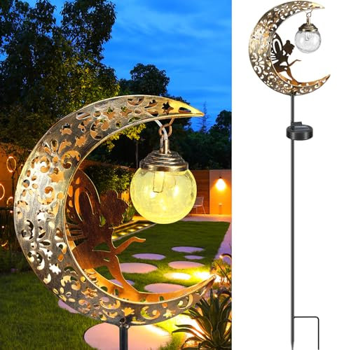 Lampe solaire lune pour extérieur, décoration de jardin et terrasse étanche, avec piquet de terre