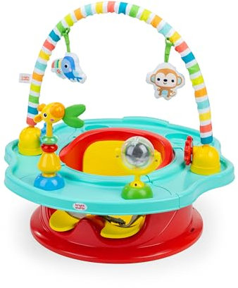 Bright Starts, Super Seggiolino 3 in 1 Interattivo con Giocattoli, Vassoio per la Merenda, Seggiolino Rialzato, Unisex, 6 Mesi + (Playful Paradise)