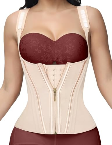 SHAPSHE Waist Trainer Underbust Corset Tummy Control Cincher Sports Girdle Back Support Body Shaper with Adjustable Straps Beige S