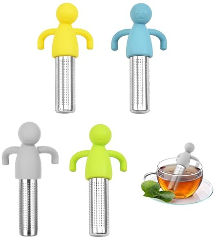 WYRGQIQN 4 Piezas Infusor Te Divertido Tea Infuser Reutilizable Filtros Coladores de Té Silicona de Acero Inoxidable