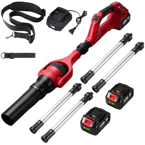 ONEVAN Akku Laubbläser, Schneefräse, 2.4M Extra Lange montierte Teleskopstange, Gebläse 26000r/min MAX, Geeignet für die Reinigung von Entwässerungsgraben, Dachvorsprung, Terrasse und Schneeräumen