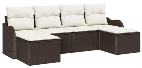 vidaXL Gartensofa-Set Braun Poly-Rattan, Garten und Terrasse, Moderne Poly-Rattan-Sofaset, robuster modularer Stil, UV-beständig, leichtes Lounge-Set