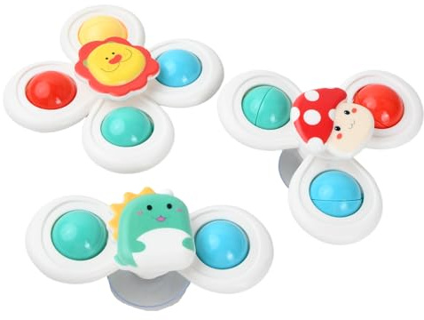 3 Pcs Jouets Spinner Bébé à Ventouse, Jouets de Bain à Ventouse, Jeu Bain Bébé, Jouet Ventouse pour Enfants Garçons et Filles