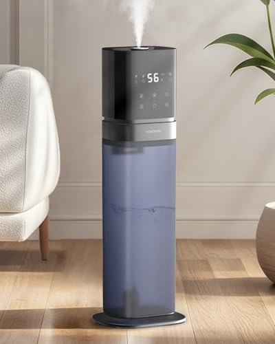 YOKEKON Humidifier for bedroom,Humidifiers for Home,8L/2.1Gal Humidifiers for Large Room,Top Fill,5 Ambient Lights, Extended Tube, 360°Nozzle, Essential Oil Diffuser, Humidity Control, 12H Timer,Blue