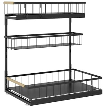 Fantasnight Under Sink Storage Organiser Black 3 Tier 1 Pack