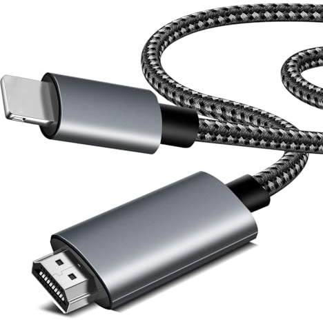 [Apple MFi-Zertifiziert] HDMI-Kabel für TV 2M, Light-ning HDMI-Kabel 1080P Digital AV Adapter Plug & Play, Kompatibel mit iPhone 14/13/12/11/XS/XR/X/8 und iPad zum Anschluss an TV/Projektor/Monitor