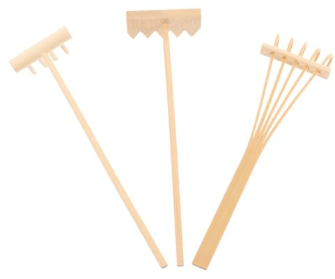 Abaodam 3 Pièces Mini Râteaux de Jardin Zen Bambou Naturel Accessoires Décoratifs Feng Shui pour pour Maison Bureau Spa Yoga