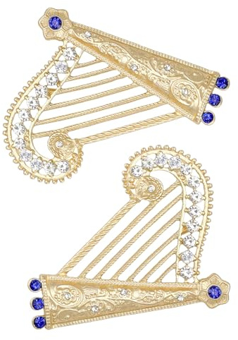 LALADEFIEE Lot de 2 Broches Instrument de Musique Harpe en Alliage Or, Décoratives et Polyvalentes, pour Occasions Spéciales et Tenues de Soirée