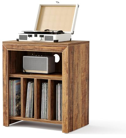 Tribesigns 2-Pack Industrial Record Player Stands with Storage – Multi-Functional Turntable Cabinet Set, Mobile Side Tables & Bedside Nightstands for Vinyl & CD Collection